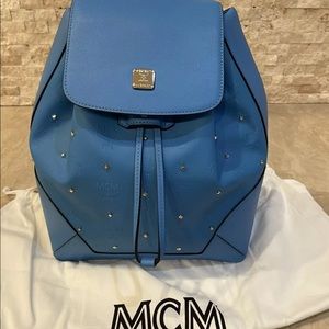 MCM Claudia Studs Tile Saffiano Leather Backpack